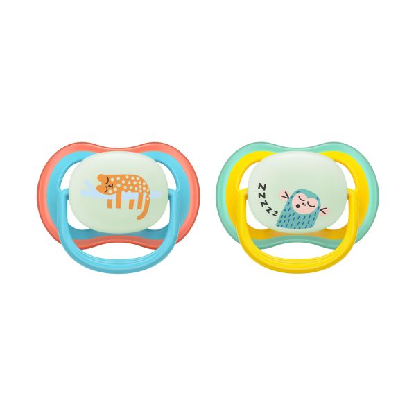 Philips Avent Ultra Air Fopspeen - 18+ Mnd -2 Stuks - Plant-based - Glow In The Dark Philips Avent Ultra Air Fopspeen - 18+ Mnd -2 Stuks - Plant-based - Glow In The Dark