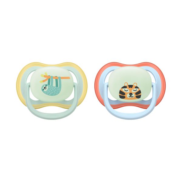 Philips Avent Ultra Air Fopspeen - 0-6 Mnd - 2 Stuks - Plant-based - Glow In The Dark Philips Avent Ultra Air Fopspeen - 0-6 Mnd - 2 Stuks - Plant-based - Glow In The Dark