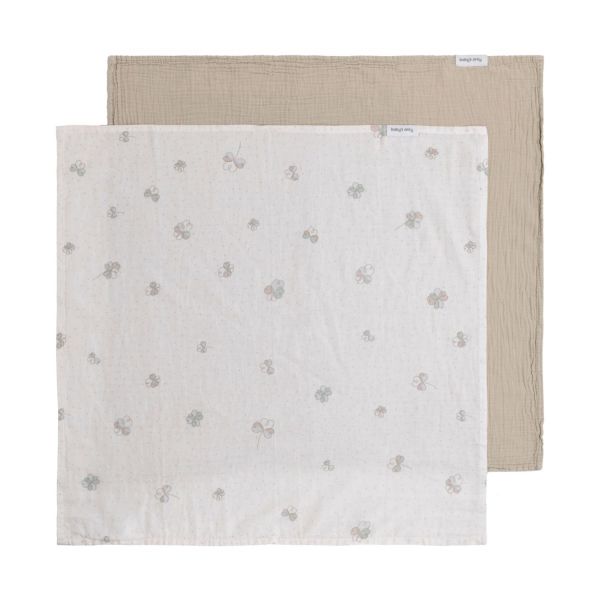 Baby's Only Tender tetra Doek - 2-Pack - 65x65 cm - Beige / Clover