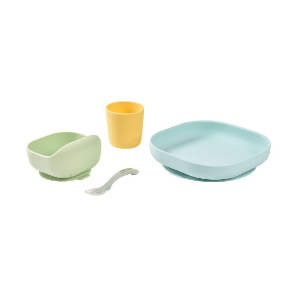 Beaba Siliconen Maaltijdkoffer -  4 stuks - Geel / Groen