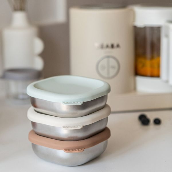 Beaba RVS Snack Doosjes - Multi Use X3 - Natural Beaba RVS Snack Doosjes - Multi Use X3 - Natural