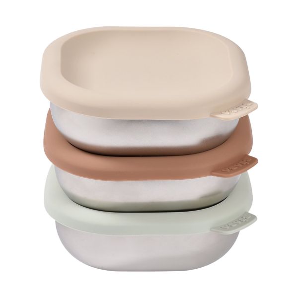 Beaba RVS Snack Doosjes - Multi Use X3 - Natural Beaba RVS Snack Doosjes - Multi Use X3 - Natural