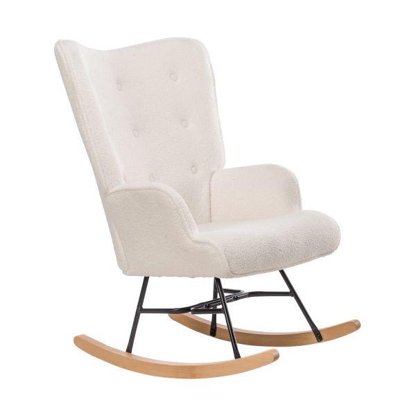 Aemely Schommelstoel Mama Teddy Schaapjesstof Wit Ergonomisch Aemely Schommelstoel Mama Teddy Schaapjesstof Wit Ergonomisch