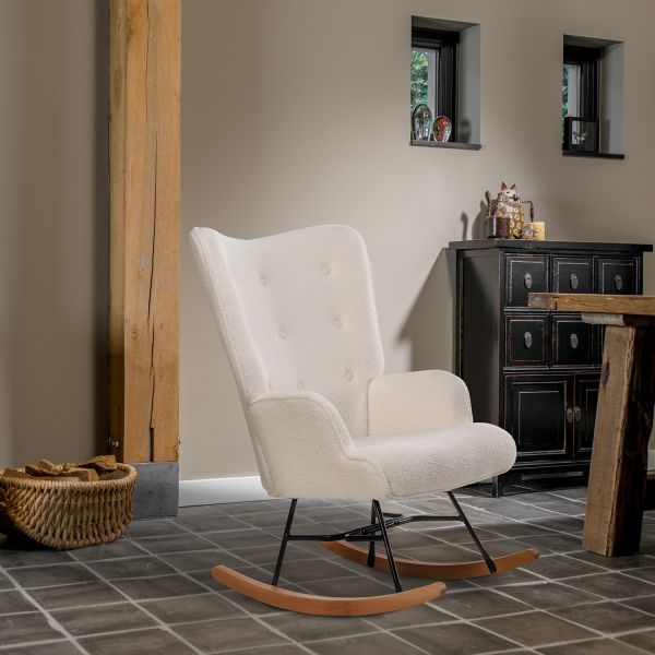 Aemely Schommelstoel Mama Teddy Schaapjesstof Wit Ergonomisch Aemely Schommelstoel Mama Teddy Schaapjesstof Wit Ergonomisch
