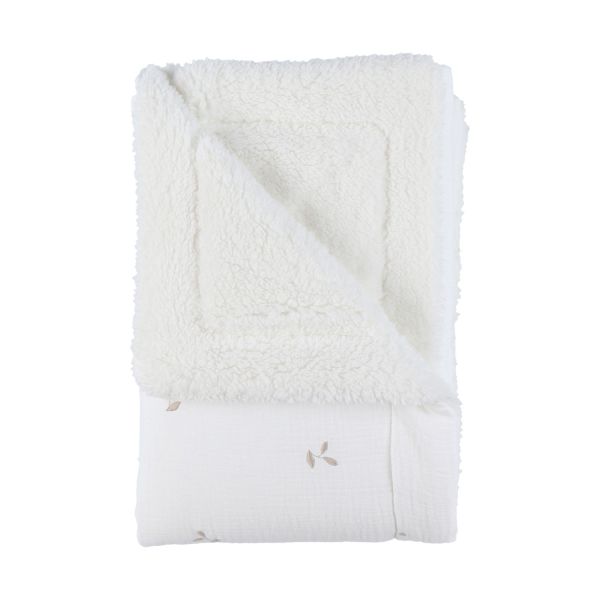 Noukie's F&O Deken - 75 x 100 cm - Mousseline/Sherpa - Wit