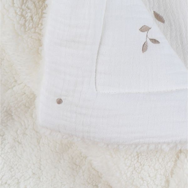 Noukie's F&O Deken - 75 x 100 cm - Mousseline/Sherpa - Wit