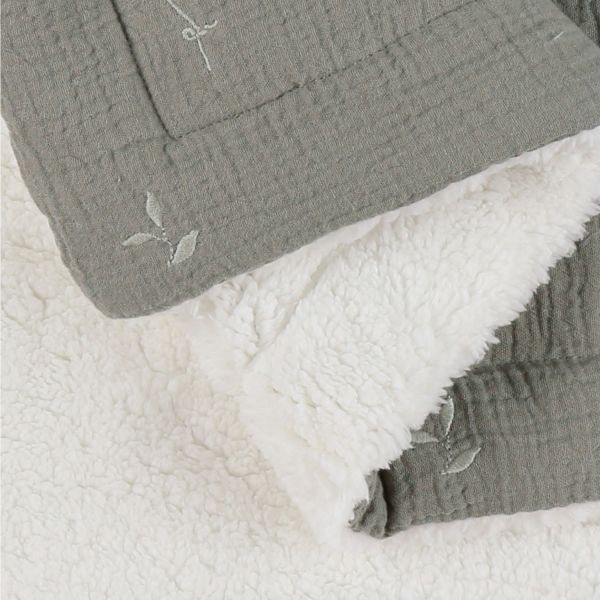 Noukie's F&O Deken - 75 x 100 cm - Moussseline/Sherpa - Kaki