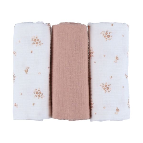 Noukie's Hydrofiele Doeken Set - Vintage Flowers - 70 x 70 cm - Wit/Roze Noukie's Hydrofiele Doeken Set - Vintage Flowers - 70 x 70 cm - Wit/Roze