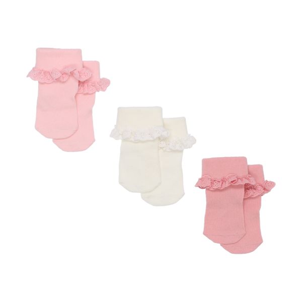 BD Collection Sokjes Kant - 3 Stuks - 0-6mnd - Multi Pink BD Collection Sokjes Kant - 3 Stuks - 0-6mnd - Multi Pink