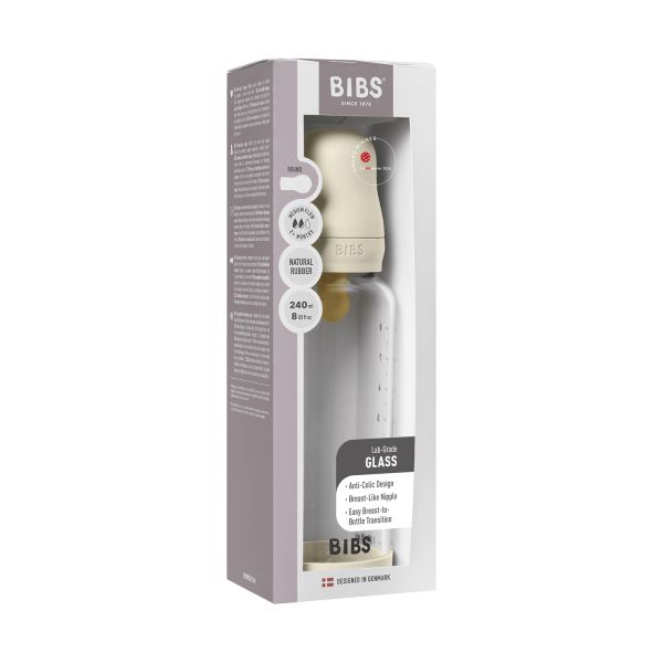 BIBS Fles - Medium Flow - 240 ml - Glas/Latex - Ivory BIBS Fles - Medium Flow - 240 ml - Glas/Latex - Ivory