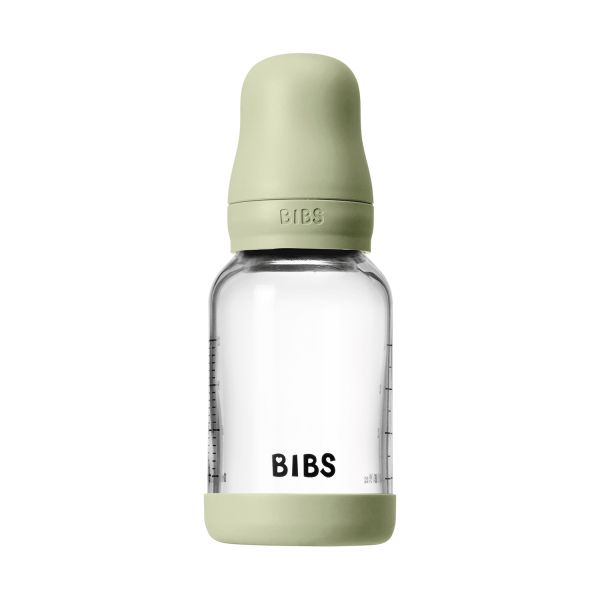 BIBS Fles - Slow Flow - Ronde Speen - 120 ml - Glas/Latex - Sage