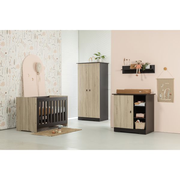 Interbaby Ledikant 70 x 140 Incl. Juniorzijden - Commode 1 deur 3 vakken Basalt Interbaby Ledikant 70 x 140 Incl. Juniorzijden - Commode 1 deur 3 vakken Basalt