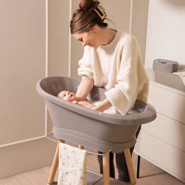 Bebe-Jou Sense Badstandaard en Babybad - Chalk Brown