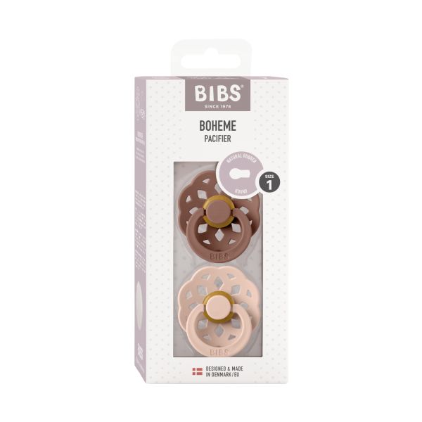 BiBs Boheme Fopspeen - Rond - 2 Stuks - 0-6 Mnd - Woodchuck/Blush