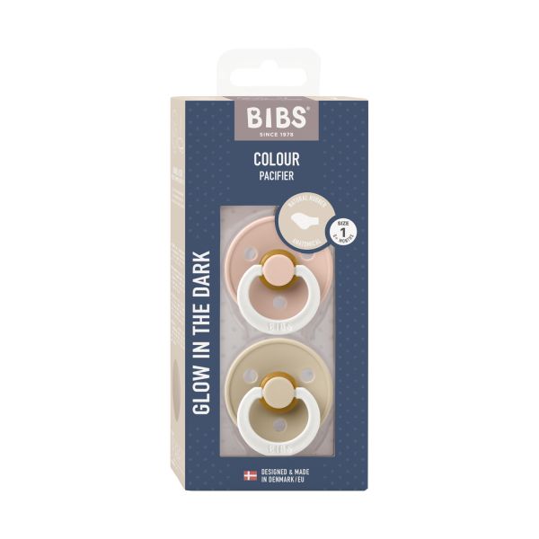 BiBs Glow In The Dark Fopspeen - Anatomisch - 2 Stuks - 0-6 Mnd - Blush/Vanilla BiBs Glow In The Dark Fopspeen - Anatomisch - 2 Stuks - 0-6 Mnd - Blush/Vanilla
