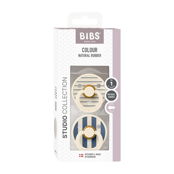 Bibs Fopspeen Latex Studio Pin Ivory Steel Blue Mix Size 1 (2-Pack) Bibs Fopspeen Latex Studio Pin Ivory Steel Blue Mix Size 1 (2-Pack)