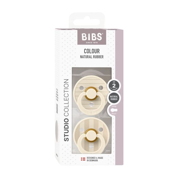 Bibs Fopspeen Latex Studio Pin Ivory Vanilla Mix Size 2 (2-Pack)