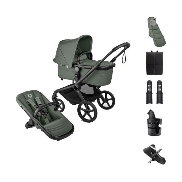 Bugaboo Fox 5 Renew Kinderwagen 2-in-1 - Essential Bundel - Black / Forest Green Bugaboo Fox 5 Renew Kinderwagen 2-in-1 - Essential Bundel - Black / Forest Green