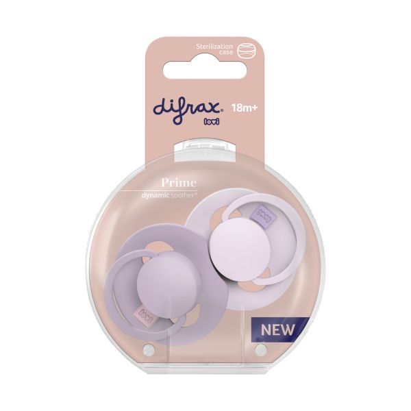 Difrax Dynamic Lovi Prime Fopspeen - Rond - 2 Stuks - 18+ Mnd - Lilac/Violet 
