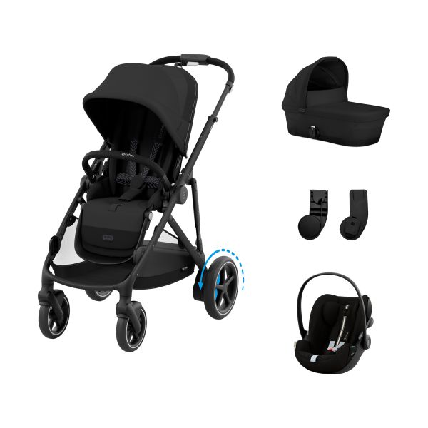 Cybex e-Gazelle S 3-in-1 Kinderwagen Set S - Black/Moon Black