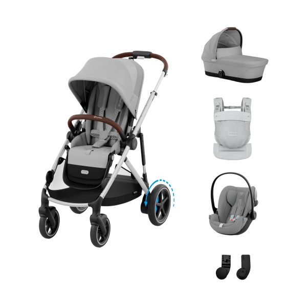 Cybex e-Gazelle S 3-in-1 Kinderwagen Set S Incl. Amya - Silver/Stone Grey