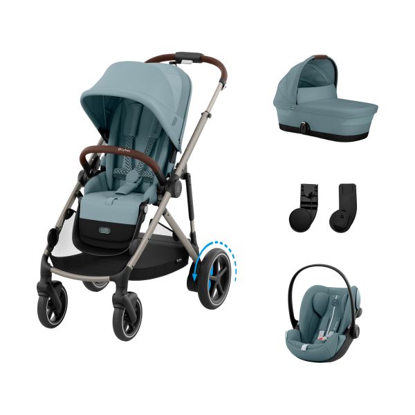 Cybex e-Gazelle S 3-in-1 Kinderwagen Set S - Taupe/Stormy Blue Cybex e-Gazelle S 3-in-1 Kinderwagen Set S - Taupe/Stormy Blue