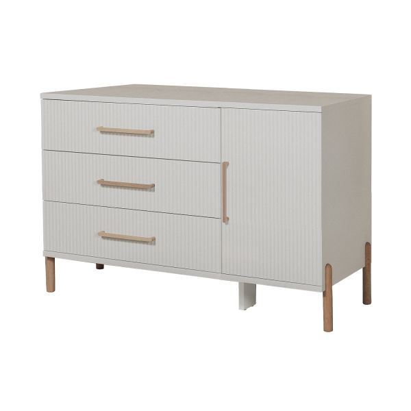 TWF Ledikant 60 x 120 - Commode XL 3 Laden 1 Deur - Hanglegkast 2 Deuren 1 Laden Curve