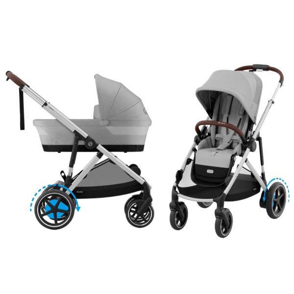 Cybex e-Gazelle S 3-in-1 Kinderwagen Set S Incl. Amya - Silver/Stone Grey