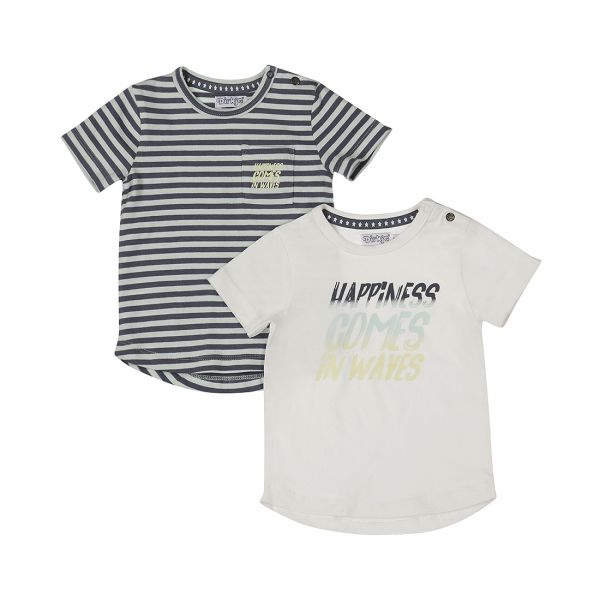 Dirkje Stripe Happiness T-Shirt - 2-Pack - Maat 68 - White Dirkje Stripe Happiness T-Shirt - 2-Pack - Maat 68 - White