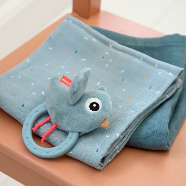 Done By Deer Sensory Ratlle With Teether Birdee Blue Done By Deer Sensory Ratlle With Teether Birdee Blue