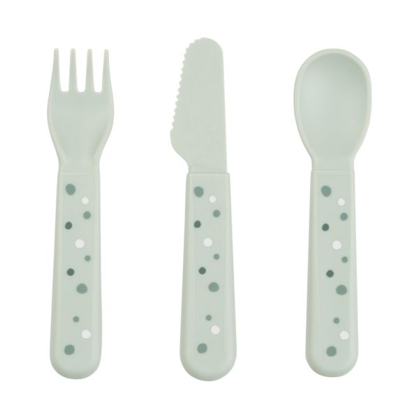 Done By Deer Foodie Cutlery Set Happy Dots Green Done By Deer Foodie Cutlery Set Happy Dots Green