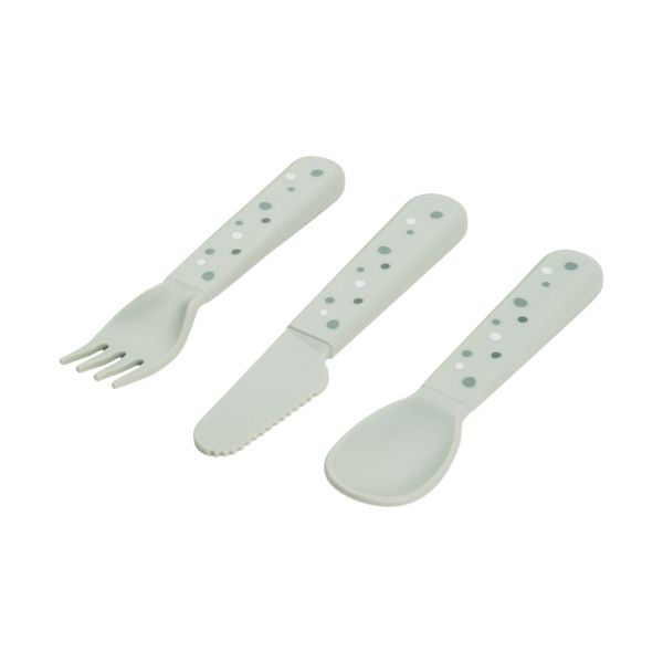 Done By Deer Foodie Cutlery Set Happy Dots Green Done By Deer Foodie Cutlery Set Happy Dots Green