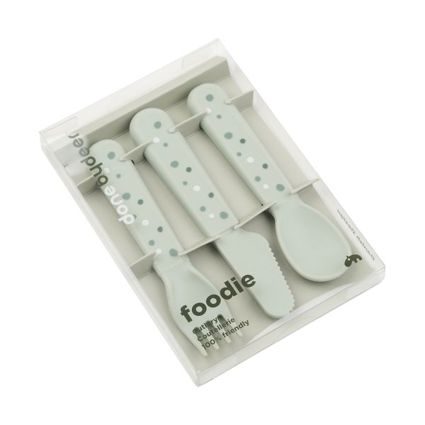 Done By Deer Foodie Cutlery Set Happy Dots Green Done By Deer Foodie Cutlery Set Happy Dots Green