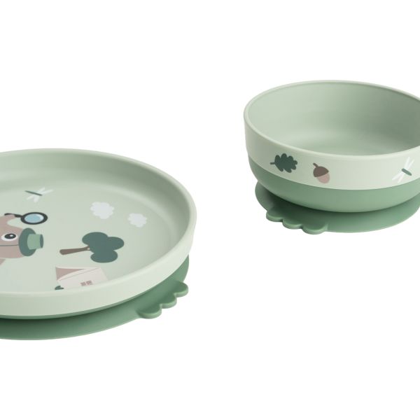 Done By Deer Tiny Trails Foodie Dinerset Met 360° Beker - Green Done By Deer Tiny Trails Foodie Dinerset Met 360° Beker - Green