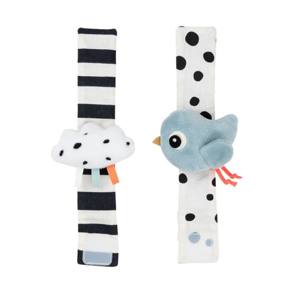 Done By Deer Wrist Rattle Set Happy Clouds Blue 2-Pack