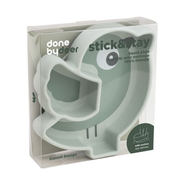 Done By Deer Silicone Stick&Stay Snack Bord Birdee Green Done By Deer Silicone Stick&Stay Snack Bord Birdee Green