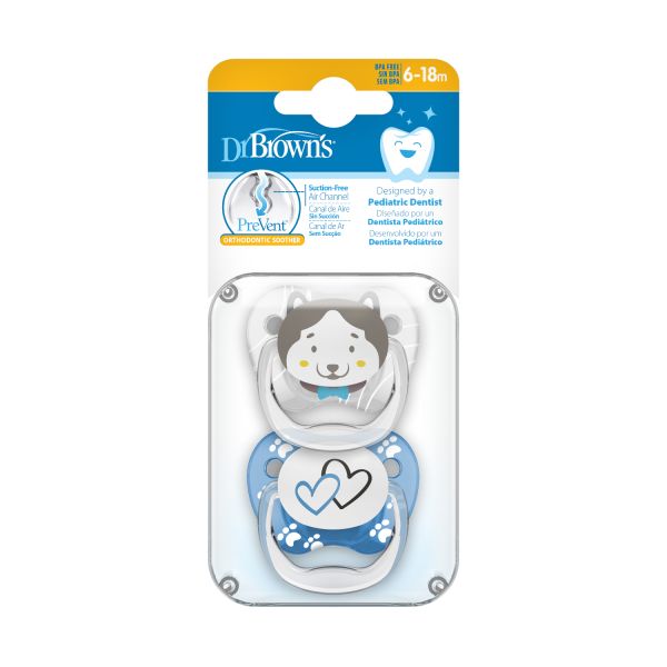 Dr. Brown's Animal Faces Fopspeen - Anatomisch - 6-12 Mnd - Blauw Dr. Brown's Animal Faces Fopspeen - Anatomisch - 6-12 Mnd - Blauw