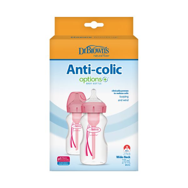 Dr. Brown's Fles Brede Hals Options+ Roze 270ml 2-Pack