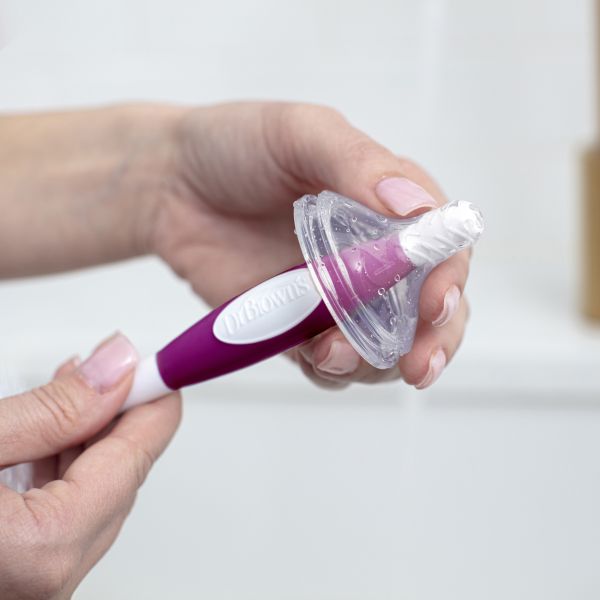Dr.Brown's Flessenborstel - Siliconen - Donker Roze