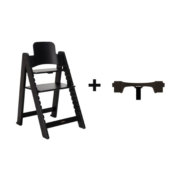 Kidsmill Up! Kinderstoel Incl. Houten Babyset - Eiken Zwart Kidsmill Up! Kinderstoel Incl. Houten Babyset - Eiken Zwart