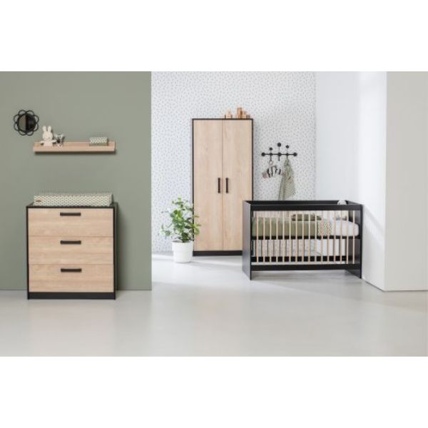 Europe Baby Nova Ledikant 60-120 - Zwart/Eiken