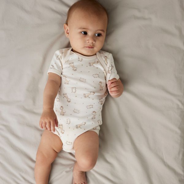 Name It Romper - 3P SS Solid Rib - Giraffe - Mt. 50