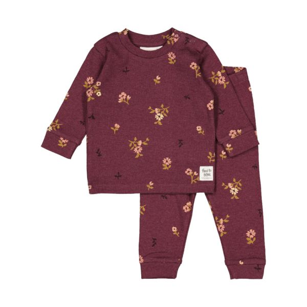 Feetje Bonnie Bouquet Pyjama - Maat 74 - Wijn Melange