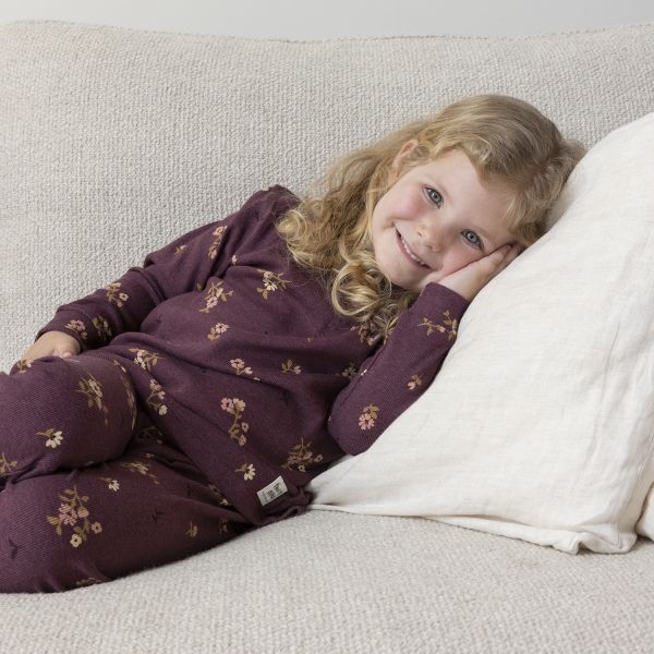 Feetje Bonnie Bouquet Pyjama - Maat 74 - Wijn Melange