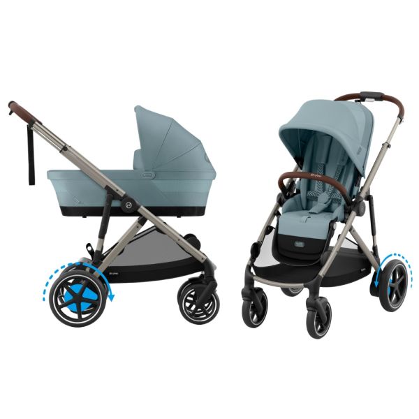 Cybex e-Gazelle S 3-in-1 Kinderwagen Set S - Taupe/Stormy Blue Cybex e-Gazelle S 3-in-1 Kinderwagen Set S - Taupe/Stormy Blue