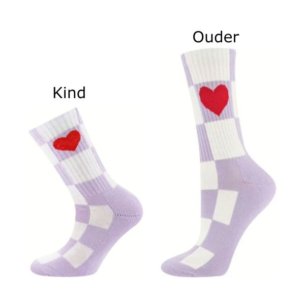 Ewers Tennissokken Set Kind en Ouder - Heart/Check Ewers Tennissokken Set Kind en Ouder - Heart/Check