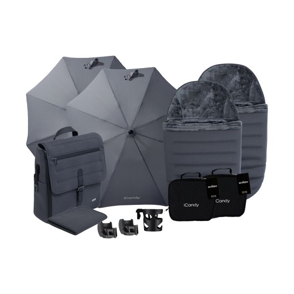 ICandy Peach 8 Double Kinderwagen Complete Bundel - Grey ICandy Peach 8 Double Kinderwagen Complete Bundel - Grey