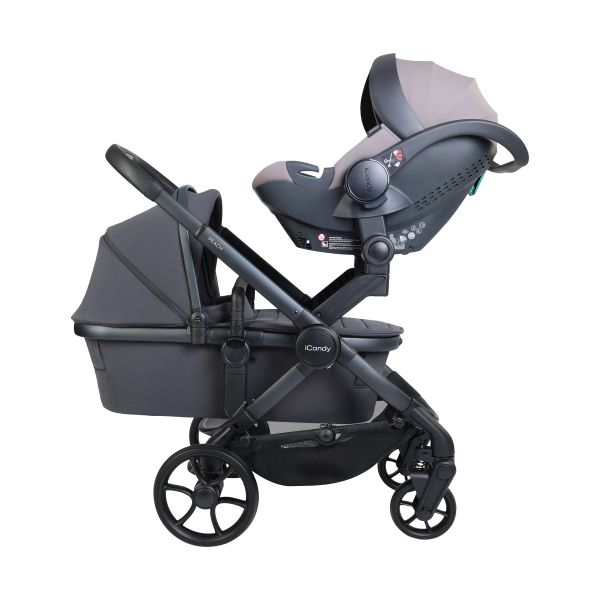 ICandy Peach 8 Twin Kinderwagen 3-in-1 Complete Travel Bundel - Grey/Storm Grey