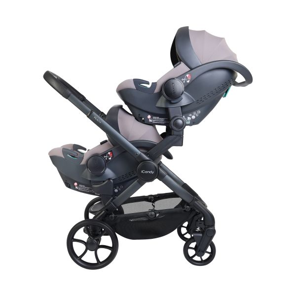 ICandy Peach 8 Twin Kinderwagen 3-in-1 Complete Travel Bundel - Grey/Storm Grey