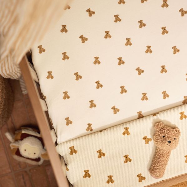 Jollein Hoeslaken - 60x120 cm - Jersey - Mini Teddy Bear